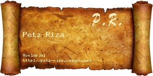 Petz Riza névjegykártya